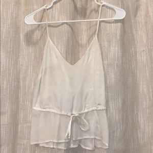 Bebe White Flowy Tank Top with Cutouts on back